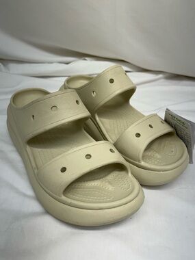 CROCS Classic Crush Platform Sandal Bone Slip On Comfort Women’s 11 Men’s 9